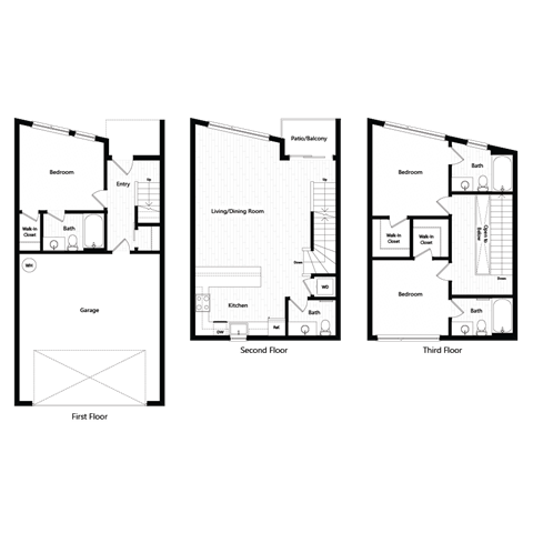 Floor plan for 3 beds, 3.5 baths, 1498 sqft