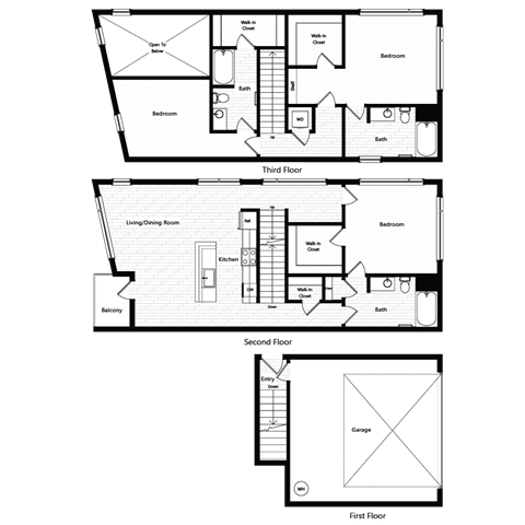 Floor plan for 3 beds, 3 baths, 1853 sqft