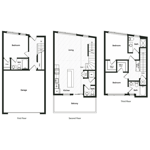 Floor plan for 3 beds, 3.5 baths, 1658 sqft