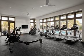 Dana Point apartment for rent - A spacious gym with treadmills, elliptical machines, and a rowing machine at Seabrook Apartments in Dana Point.