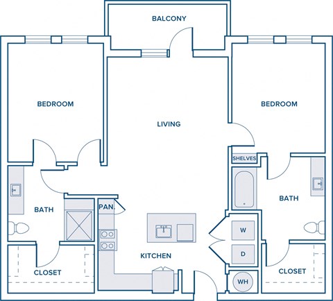 Floor plan for 2 beds, 2 baths, 1190 sqft