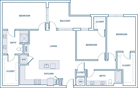Floor plan for 3 beds, 2 baths, 1546 sqft