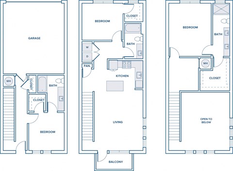 Floor plan for 3 beds, 3 baths, 1829 sqft