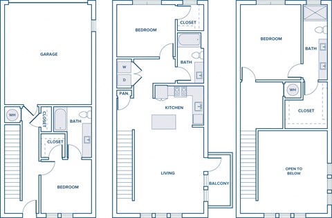 Floor plan for 3 beds, 3 baths, 1829 sqft