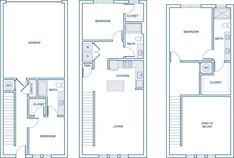 Floor plan for 3 beds, 3 baths, 1829 sqft