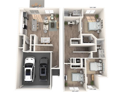 Floor plan for 3 beds, 2.5 baths, 1674 sqft