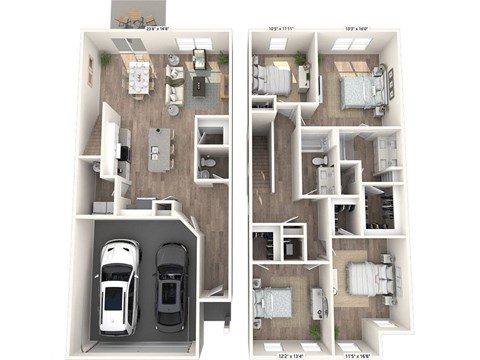 Floor plan for 4 beds, 2.5 baths, 1890 sqft