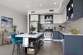 Los Angeles apartment for rent - Open-Concept Kitchen and Dining Space with Concrete Flooring