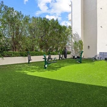 Outdoor fitness area with equipment