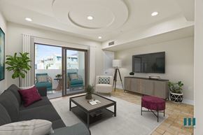Los Angeles apartment for rent - Large-Size Living Room with Recessed Lighting, Vinyl Flooring, and Patio