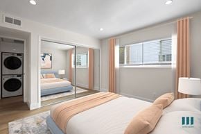 Los Angeles apartment for rent - Bedroom with Large-Size Window and Hallway Closet with In-Suite Washer and Dryer