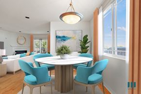 Los Angeles apartment for rent - Open-Concept Dinign and Living Room Space with Vinyl Flooring and Natural Lighting