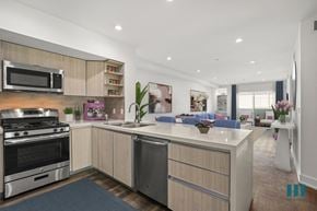 Los Angeles apartment for rent - Open-Concept Kitchen with Stainless-Steel Appliances and Countertop Bar