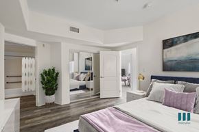 Los Angeles apartment for rent - Bedroom with Mirrored Closet, Vinyl Flooring, and Bathroom