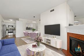 Los Angeles apartment for rent - Kitchen, Dining, and Living Room with Electric Fireplace