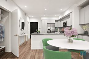 Los Angeles apartment for rent - Open-Concept Kitchen and Dining Room with Hall Closet and Built-In Storage Cabinets
