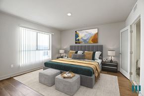 Los Angeles apartment for rent - Bedroom with Recessed Lighting, Vinyl Flooring, Large Windows, and Bathroom