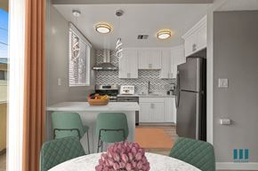 Los Angeles apartment for rent - Open-Concept Kitchen with Countertop Bar and Dining Area