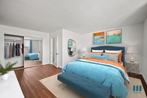 Los Angeles apartment for rent - Bedroom with Mirrored Closet and Vinyl Flooring
