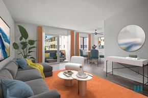 Los Angeles apartment for rent - Open-Concept Living and Dining Room with Patio