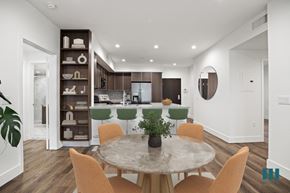 Los Angeles apartment for rent - Kitchen with Countertop Bar, and Dining Room with Built-In Shelving