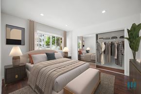 Los Angeles apartment for rent - Bedroom with a Mirrored Closet and Natural Light