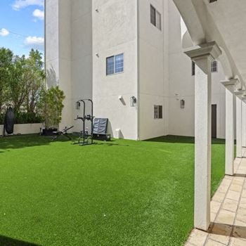 Outdoor fitness area with equipment