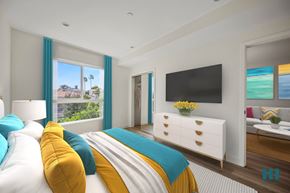 Los Angeles apartment for rent - Bedroom with Large-Size Windows, Vinyl Flooring, Walk-In Closet, and Bathroom