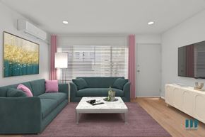 Los Angeles apartment for rent - Living Room with Vinyl Flooring, Recessed Lighting, and Large-Size Windows