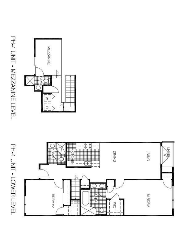 Floor plan for 2 beds, 3 baths, 1295 sqft