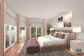 Los Angeles apartment for rent - Bedroom with Balcony with Large-Size Windows and Vinyl Flooring