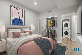 Los Angeles apartment for rent - Bedroom with Mirrored Closet and In-Suite Washer & Dryer in Hallway