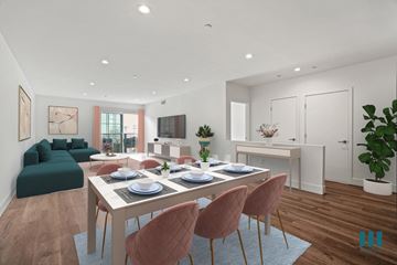 Los Angeles apartment for rent - a living room and dining room with a table and chairs
