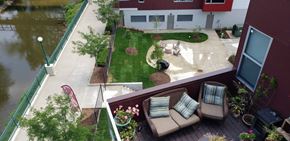 Plymouth apartment for rent - View of patio deck from above at River Gate South Apartments in Plymouth Indiana