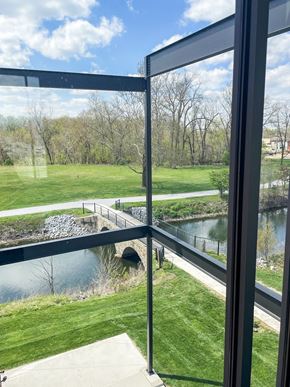 Goshen apartment for rent - a view of a bridge over a body of water from a window