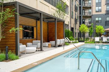 Relaxing leisure pool and courtyard