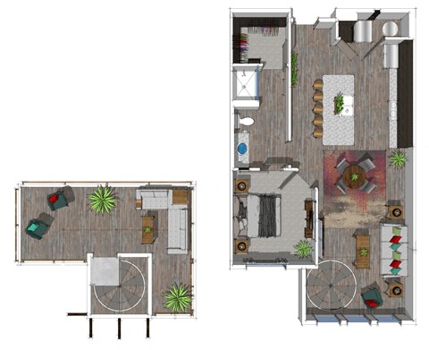 Floor plan for 1 bed, 1 bath, 826 sqft