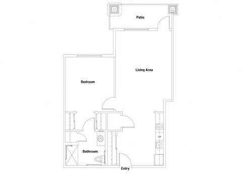 Floor plan for 1 bed, 1 bath