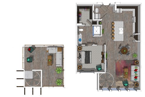 Floor plan for 1 bed, 1 bath, 913 sqft