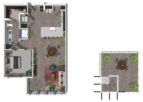 Floor plan for 1 bed, 1 bath, 1034 sqft