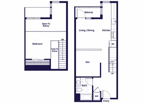 Floor plan for 1 bed, 1 bath, 793 sqft