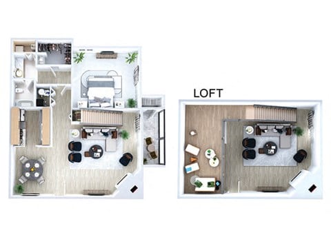 Floor plan for 1 bed, 1 bath, 860 sqft