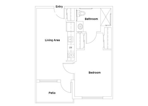 Floor plan for 1 bed, 1 bath, 552 sqft