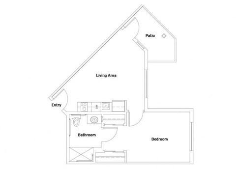 Floor plan for 1 bed, 1 bath