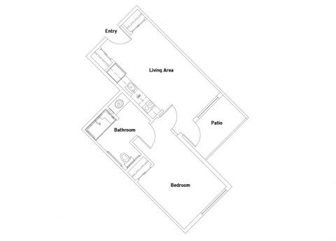 Floor plan for 1 bed, 1 bath, 552 sqft