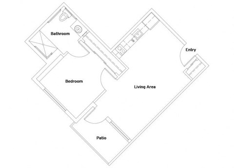 Floor plan for 1 bed, 1 bath, 552 sqft