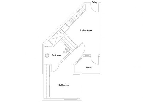 Floor plan for 1 bed, 1 bath, 552 sqft