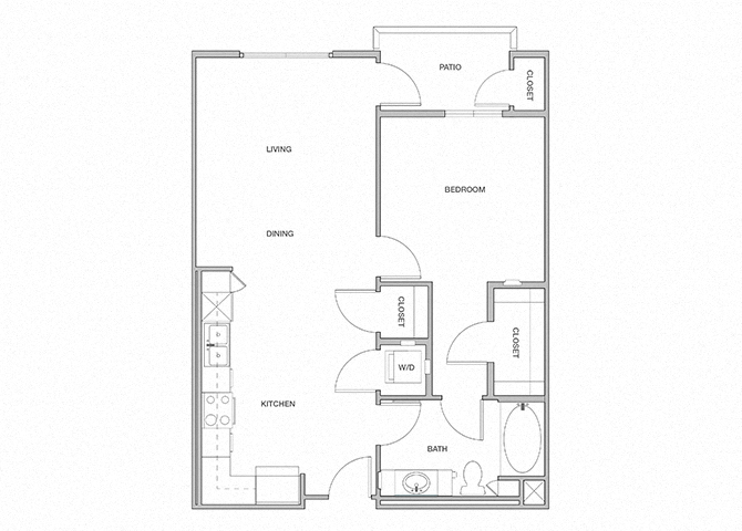 Floor plan for 1 bed, 1 bath, 759 sqft