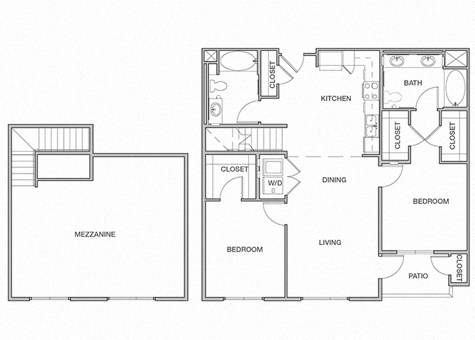 Floor plan for 2 beds, 2 baths, 1320 sqft