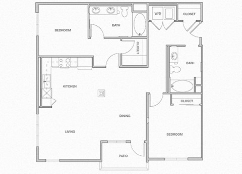 Floor plan for 2 beds, 2 baths, 1192 sqft